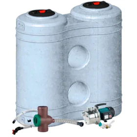 KIT GRANITE RAINWATER TANK RIMINI WITH PUMP EKJ-802S COLLECTOR BROWN