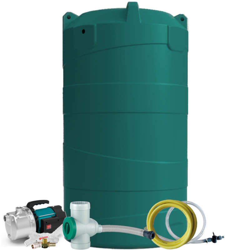 Grande Vertigo sand rainwater tank set with EKJ-802S pump and brown collector